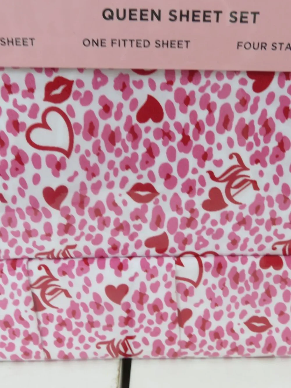 Juicy Couture 6 Pcs Heart & Logo Print Queen Sheet set